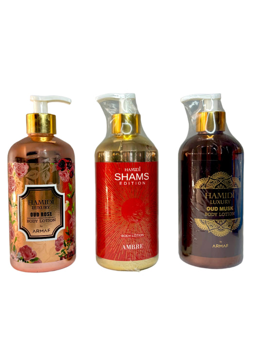 Hamidi Luxury Body Lotion Trio Deal - 3 x 500ml (16.9 OZ) Bottles